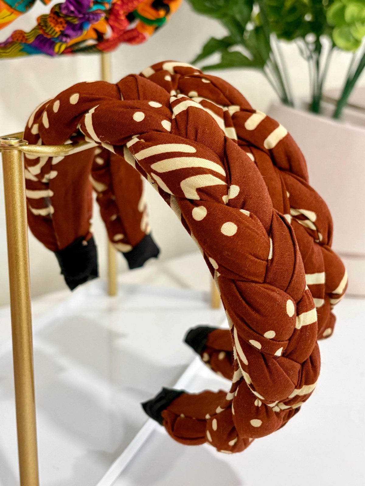 Mudcloth African Print Braided Headband, Ankara Headband for Girls