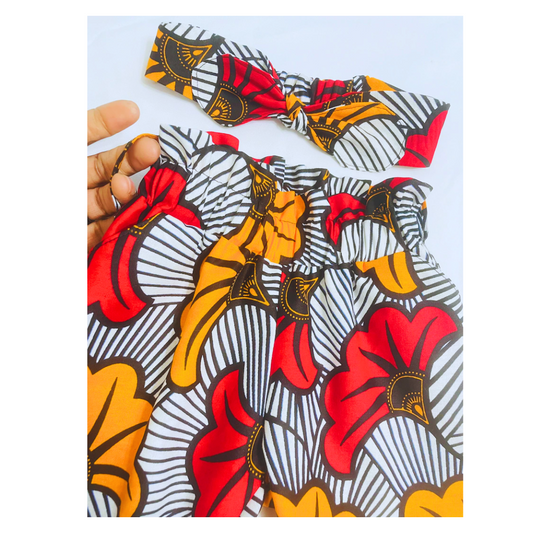 African print pants for girls, babies and toddlers with a belt