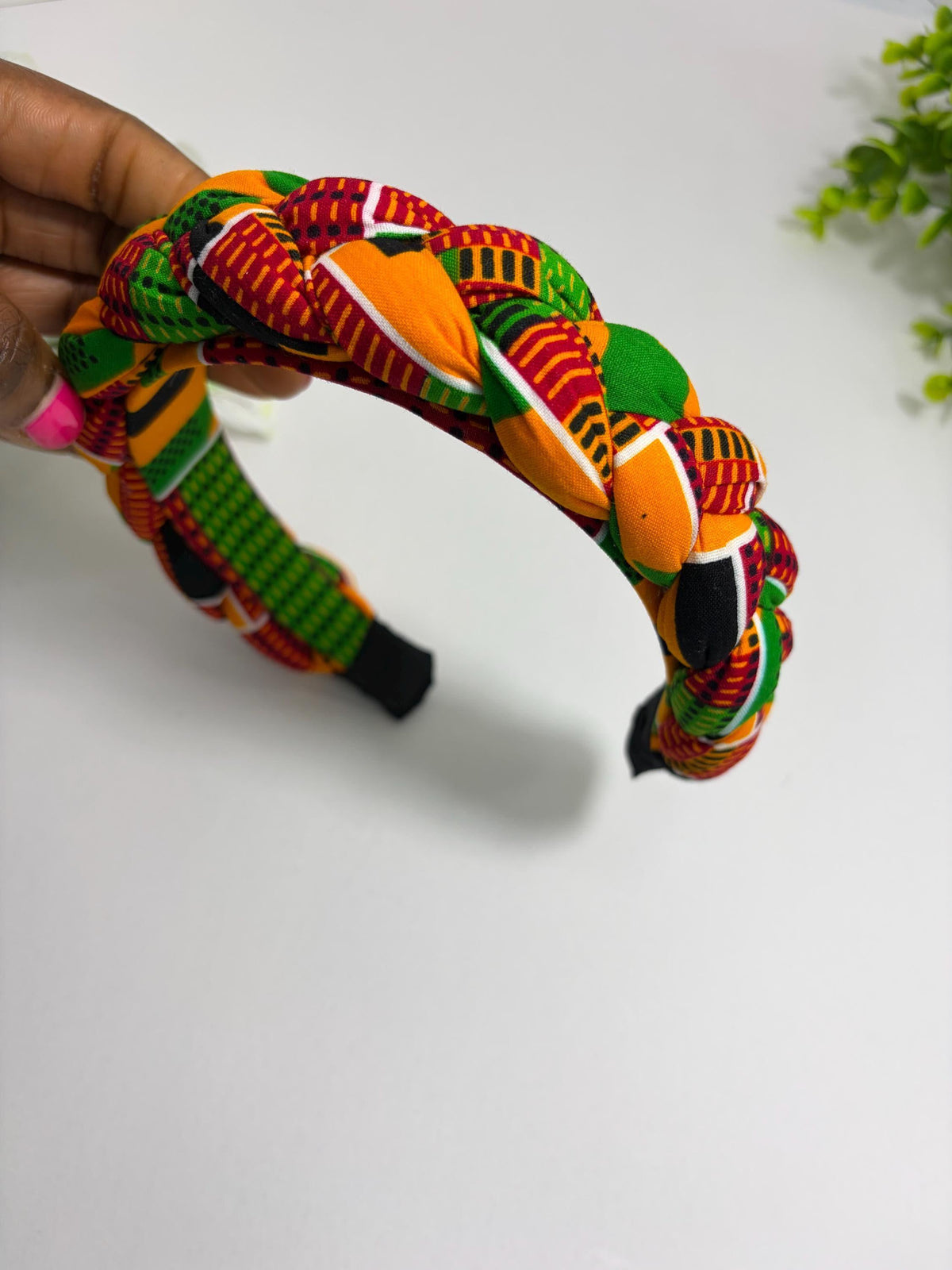 Kente African Print Braided Headband, Ankara Headband for Girls