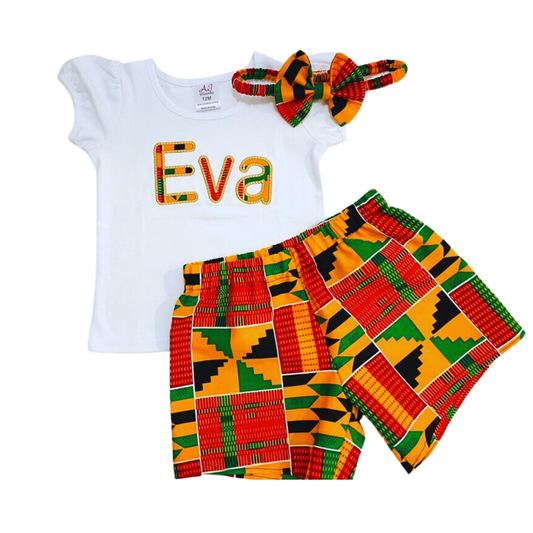 African print shorts outfit for girls