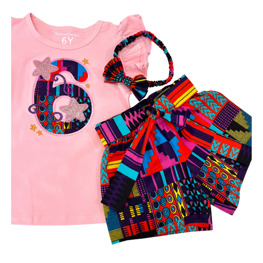 African print shorts outfit for girls
