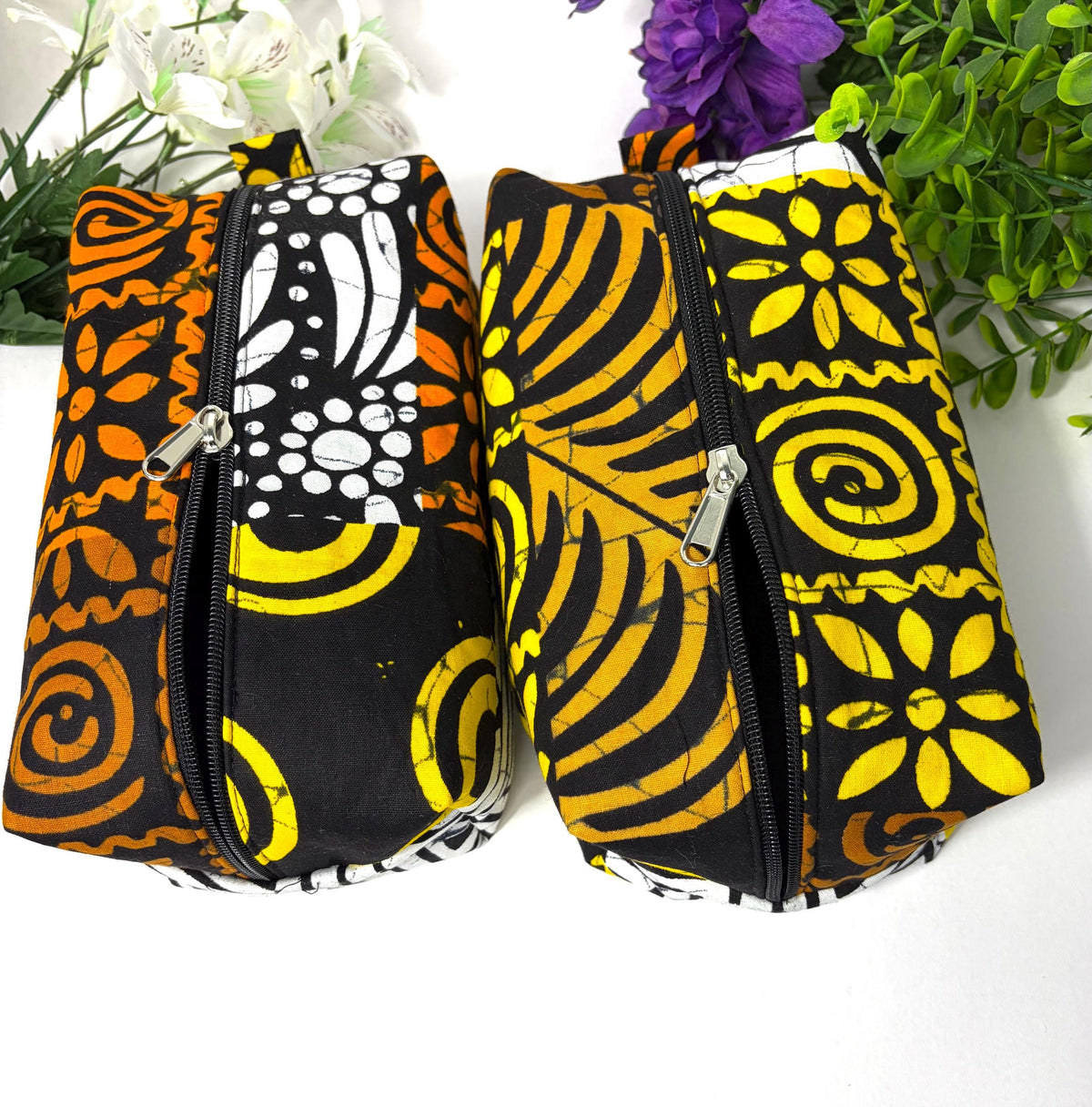 Makeup Bag, Ankara Pattern Cosmetic Pouch, African Print Travel Gift Set