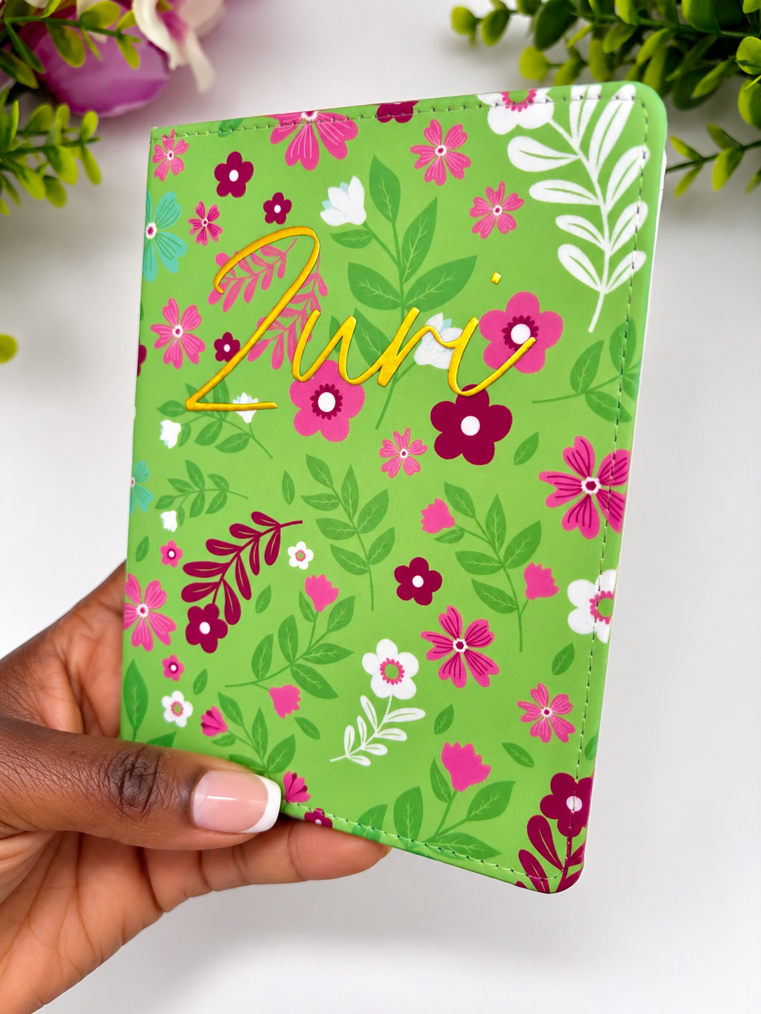 Pink & Green Floral African Print Notebook – Personalized A6 Pocket Size