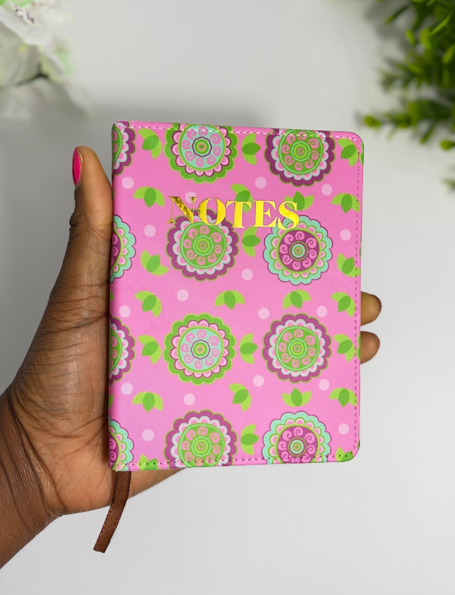 Pink & Green Mudcloth African Print Notebook – Personalized A6 Pocket Size