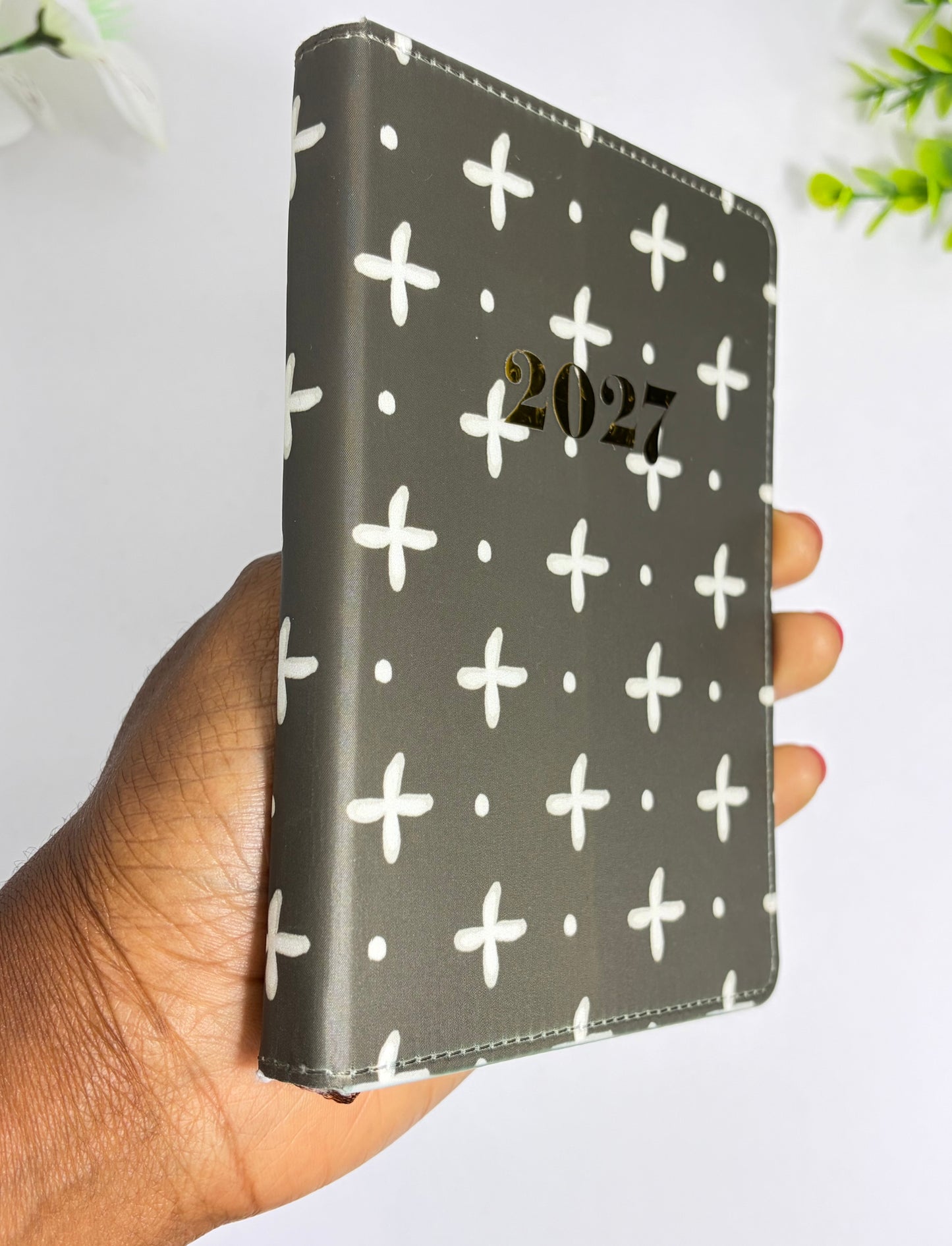 Brown & Cream Crosses Mudcloth African Print Notebook – Personalized A6 Pocket Size