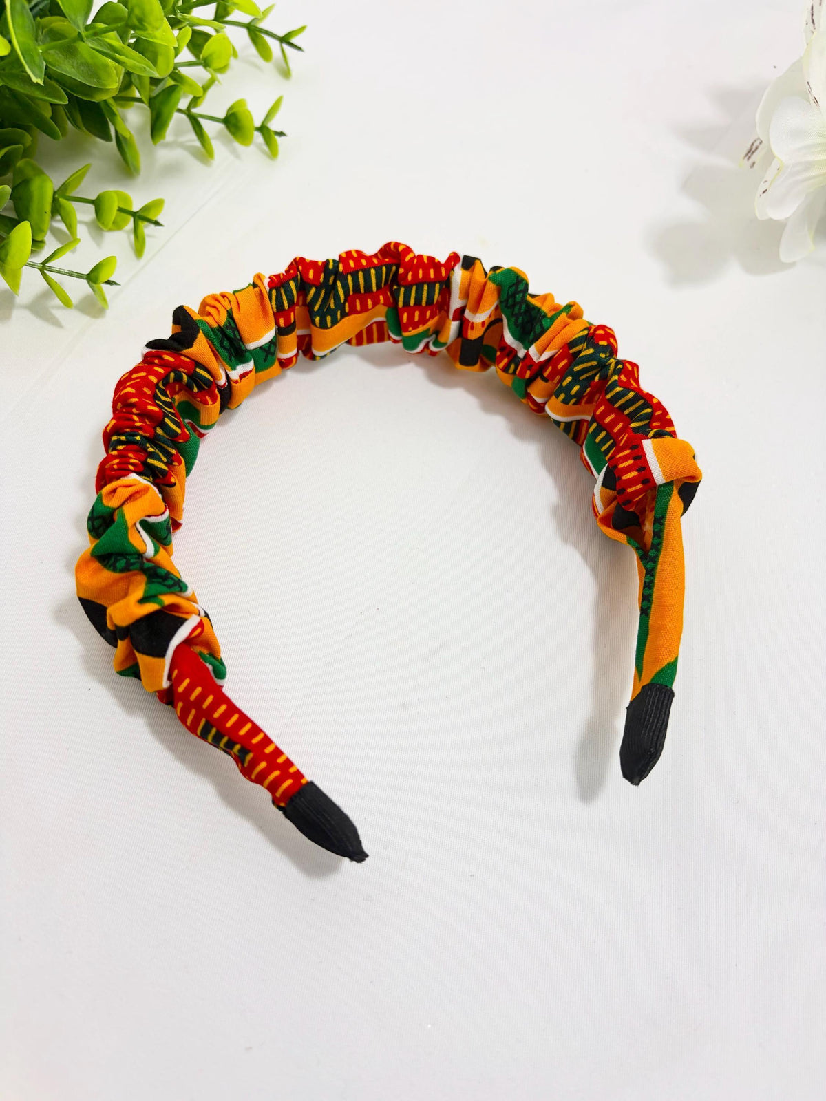 Kente African Print Scrunchie Headband, Ankara Headband for Girls