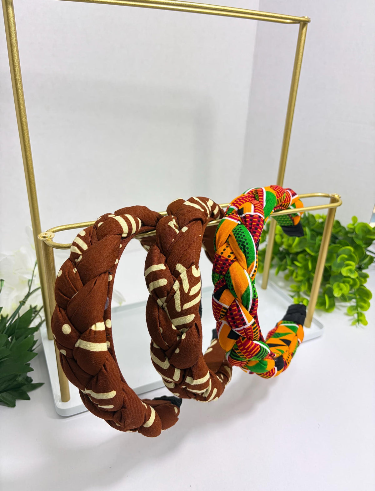 Kente African Print Braided Headband, Ankara Headband for Girls