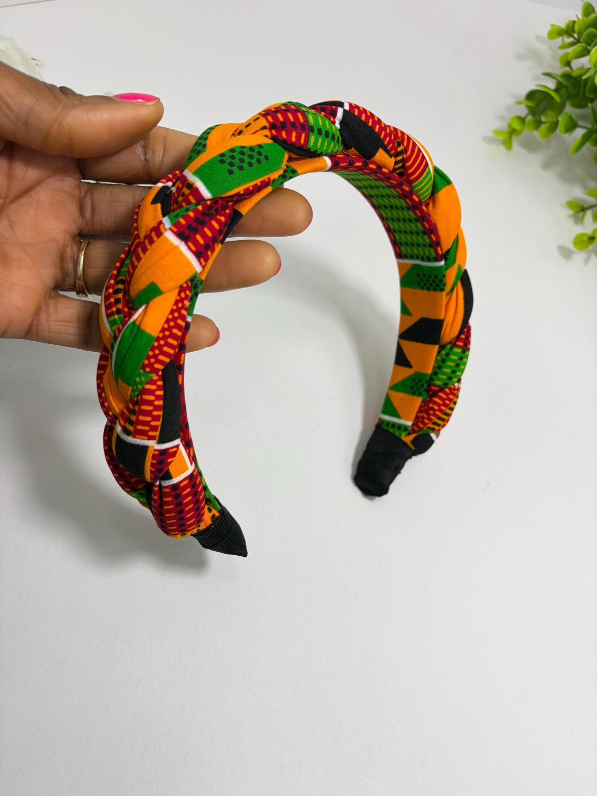 Kente African Print Braided Headband, Ankara Headband for Girls