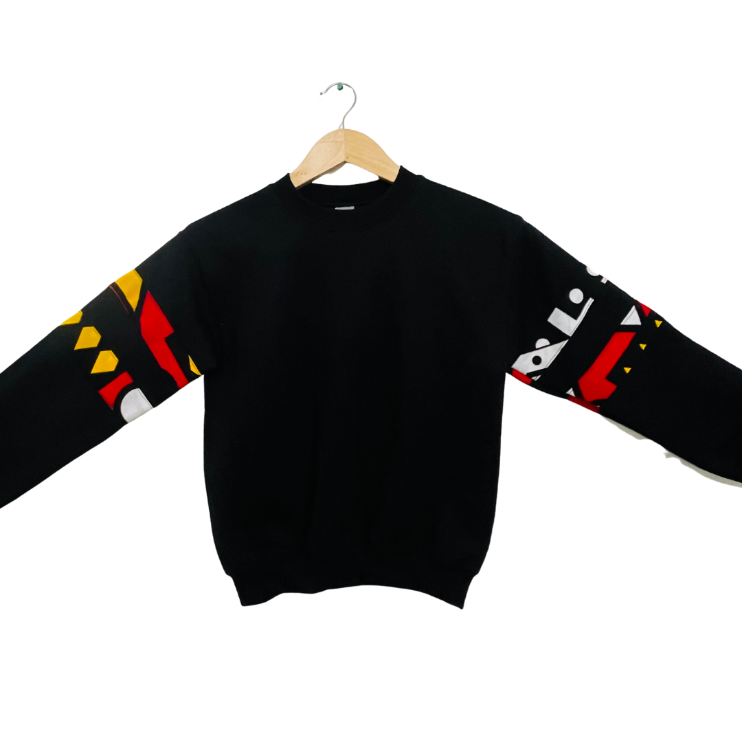 Adult and Kids Sweatshirt with African print ankara fabric on sleeves