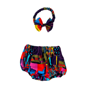 African print baby bummies and shoes outfit