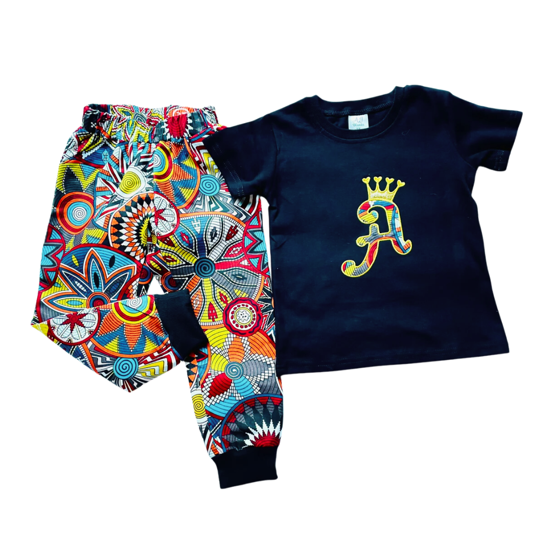 Unisex pant and shirt outfit in African print