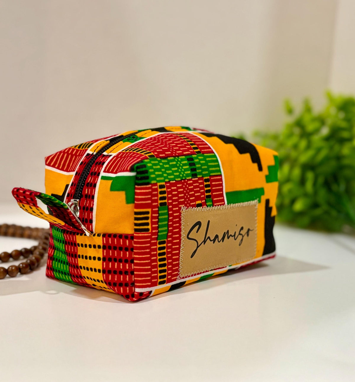 Personalized African print makeup bag gift, Ankara cosmetics storage bag, Colorful boxy zipper pouch