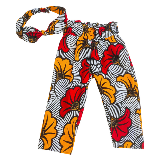 African print pants for girls, babies and toddlers with a belt