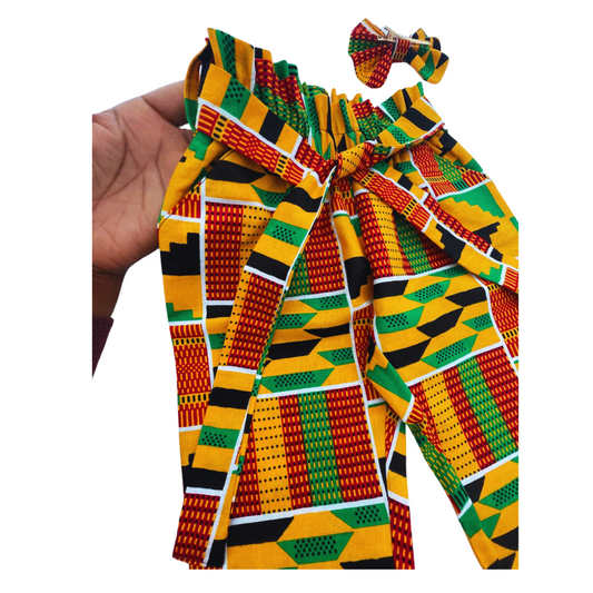 African print pants for girls, babies and toddlers with a belt
