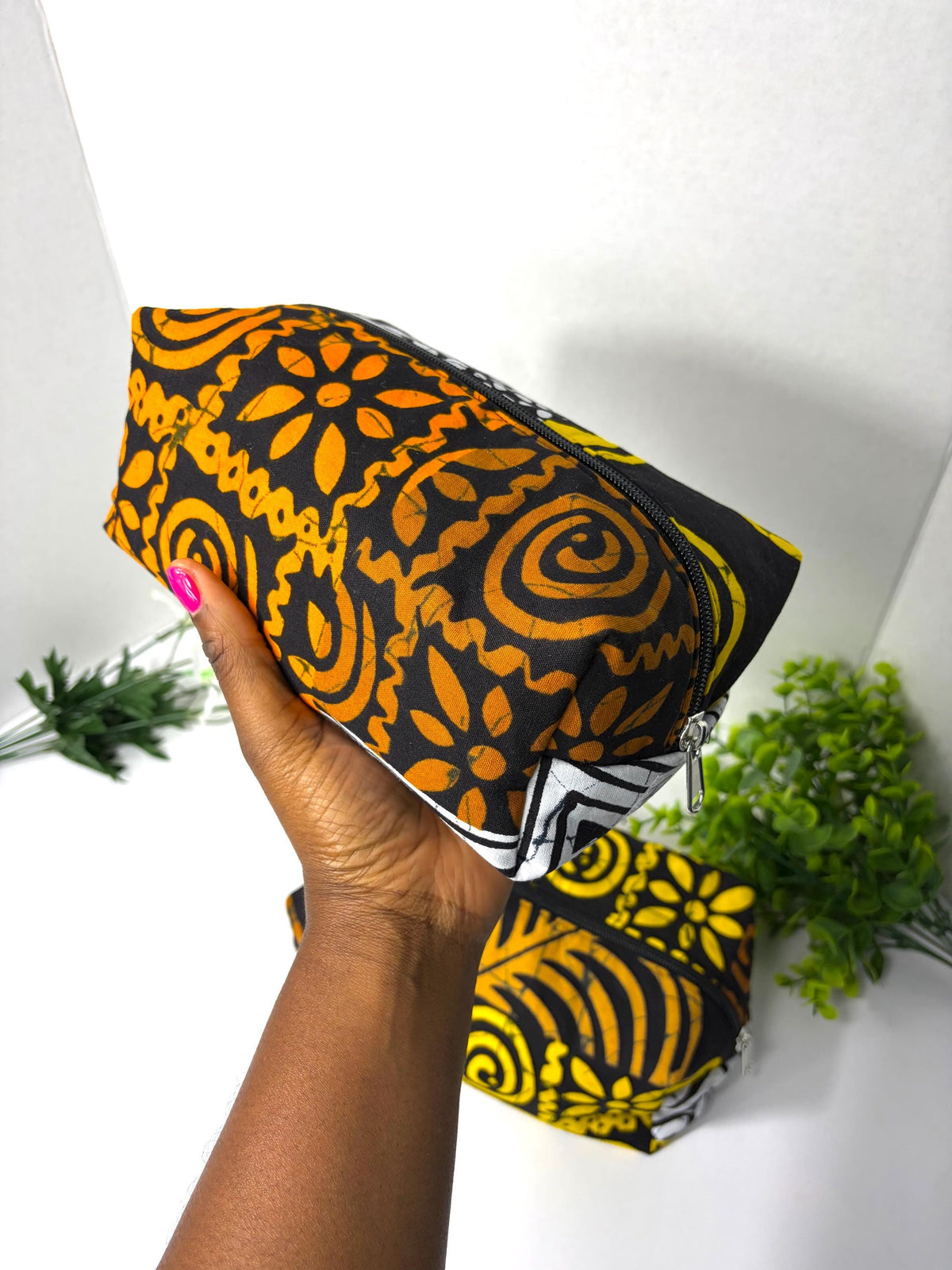Makeup Bag, Ankara Pattern Cosmetic Pouch, African Print Travel Gift Set