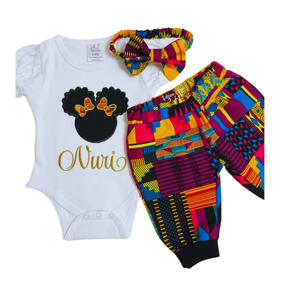 Pants outfit in purple African print ankara for girls