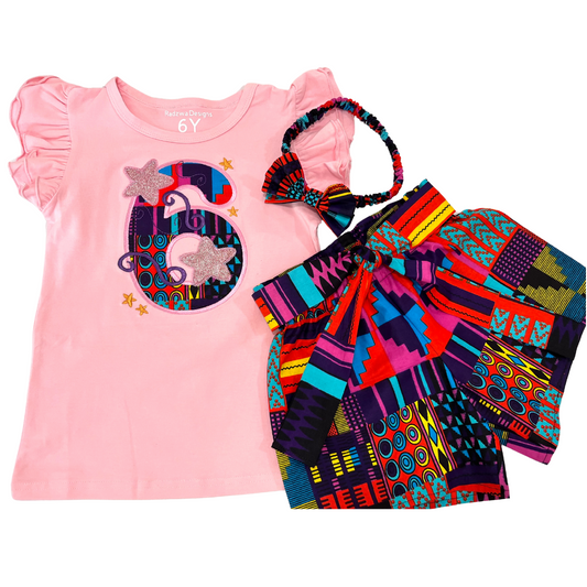 African print shorts outfit for girls