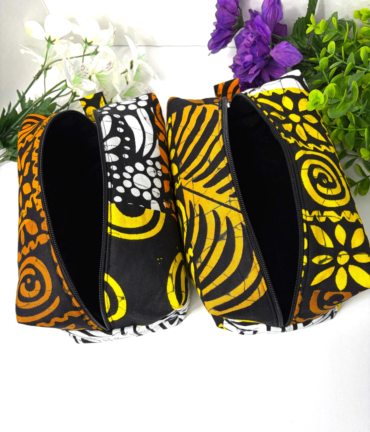 Makeup Bag, Ankara Pattern Cosmetic Pouch, African Print Travel Gift Set