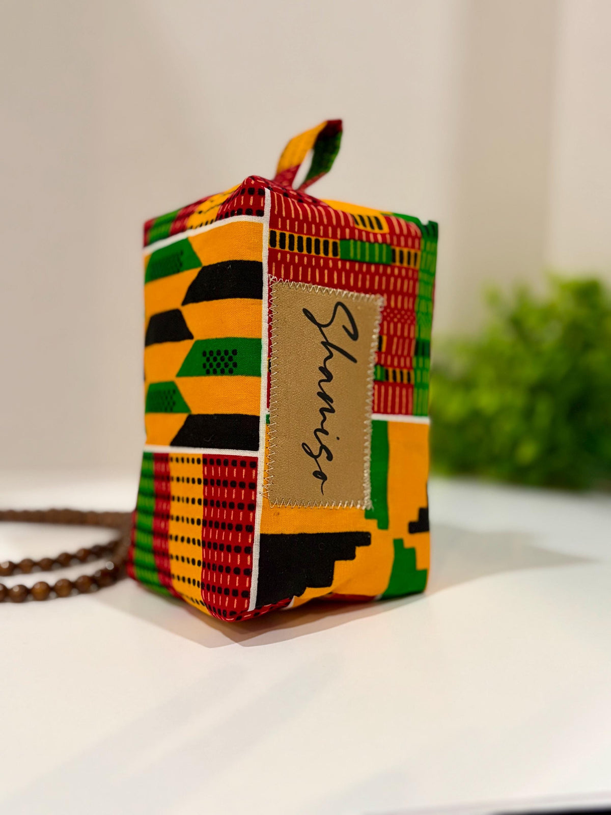 Personalized African print makeup bag gift, Ankara cosmetics storage bag, Colorful boxy zipper pouch