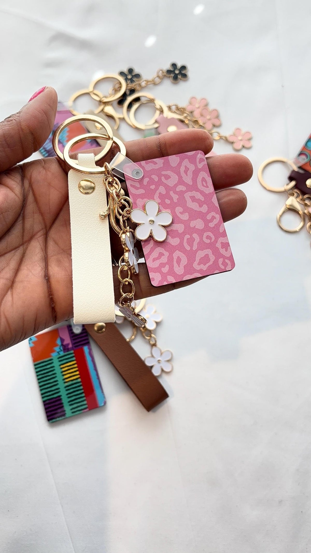 Personalized African Print Keychain, Custom Name Keyring, Cute Bag Charm, Afrocentric Gift for Her