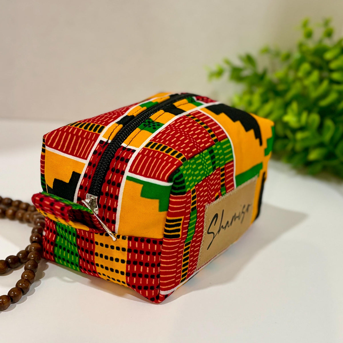 Personalized African print makeup bag gift, Ankara cosmetics storage bag, Colorful boxy zipper pouch