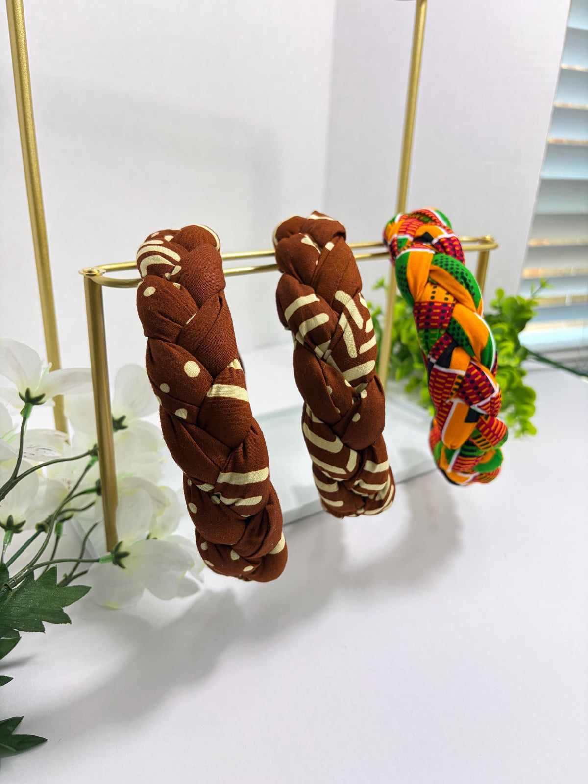 Mudcloth African Print Braided Headband, Ankara Headband for Girls