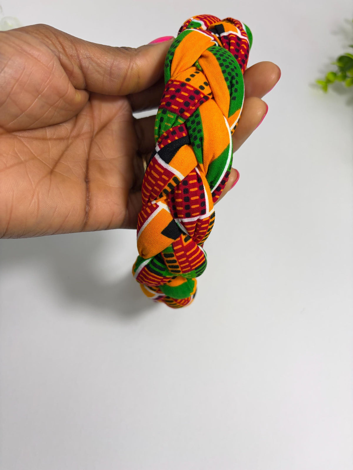 Kente African Print Braided Headband, Ankara Headband for Girls