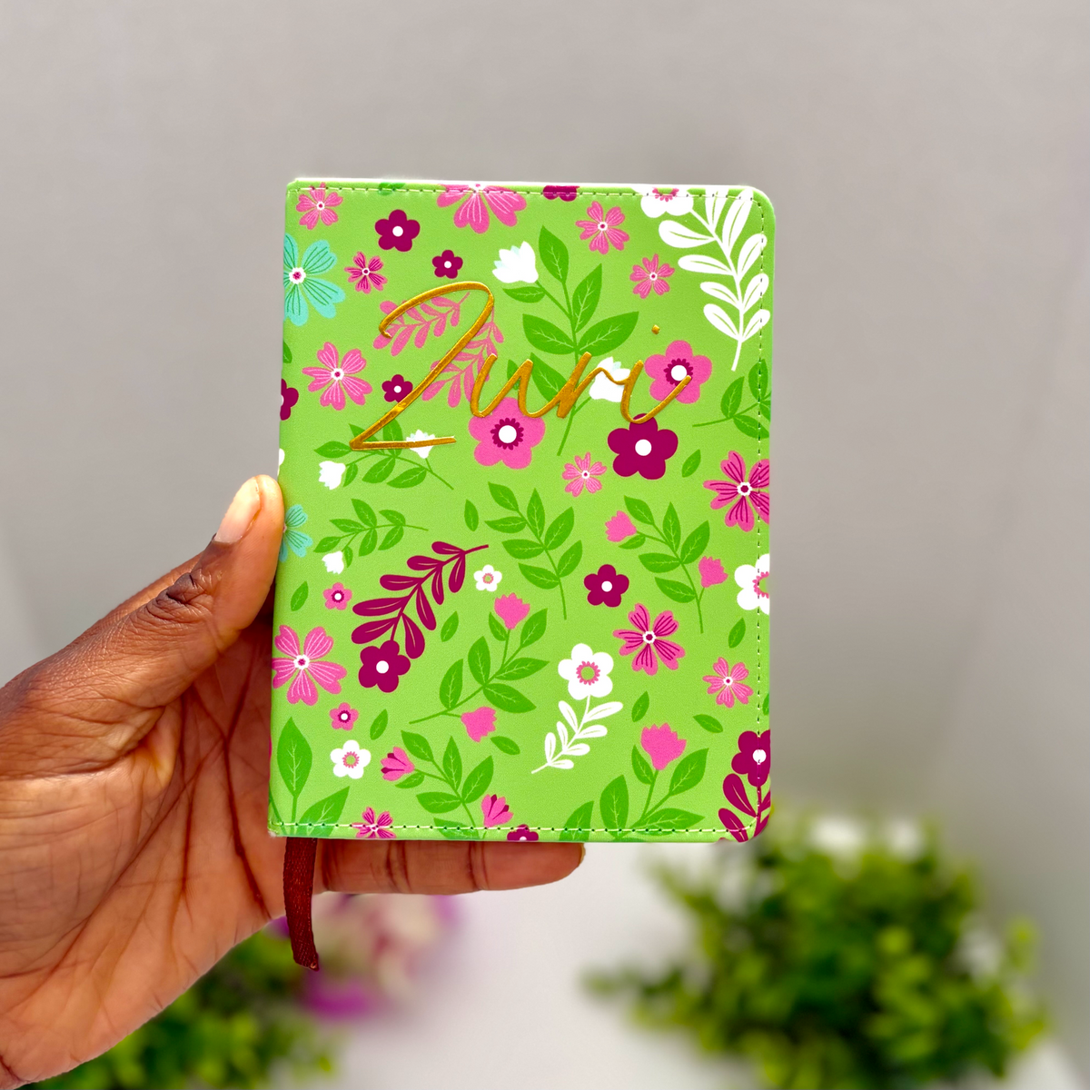 Pink & Green Floral African Print Notebook – Personalized A6 Pocket Size
