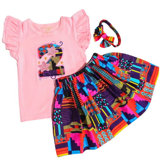 African print ankara skirt and t-shirt set