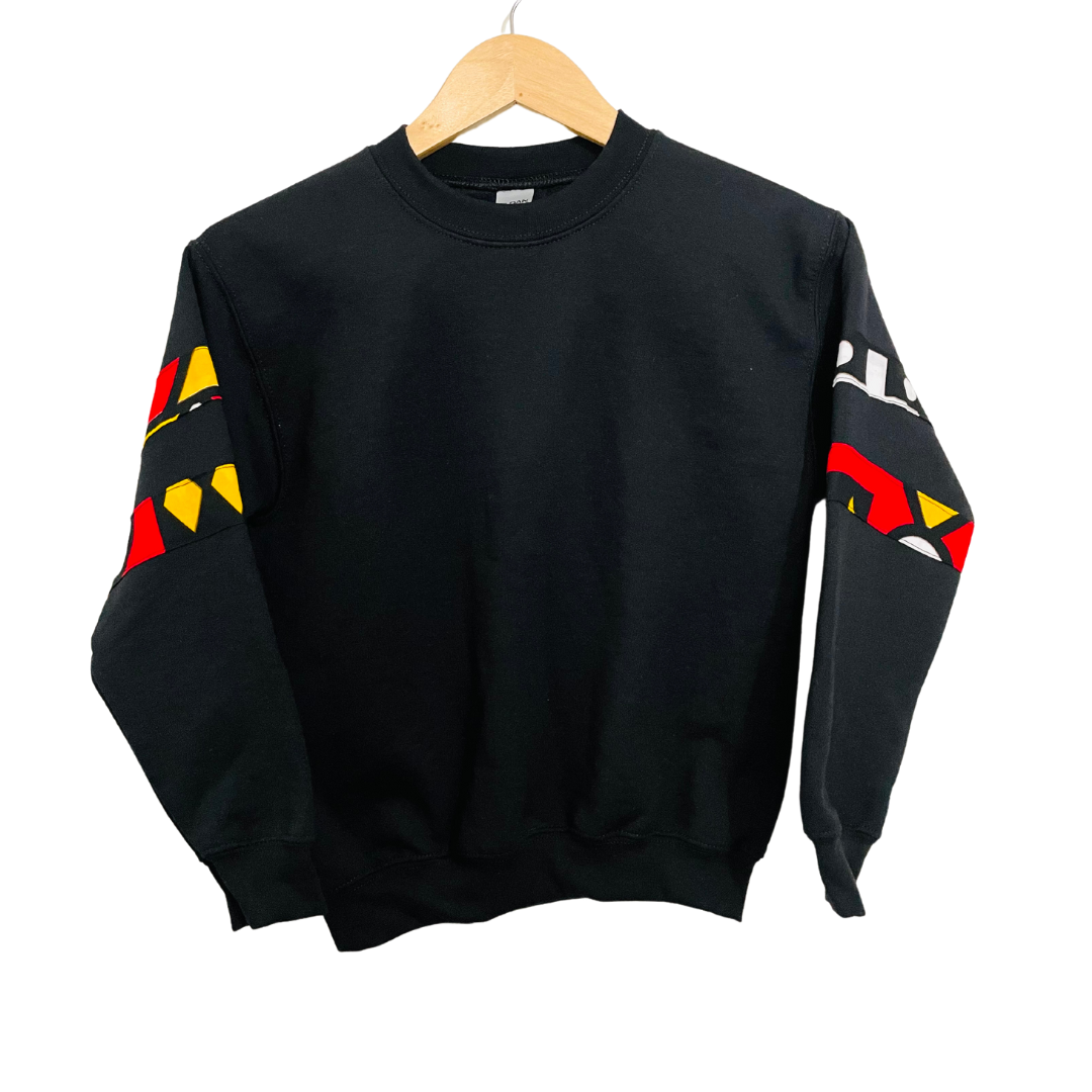 Adult and Kids Sweatshirt with African print ankara fabric on sleeves
