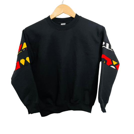 Adult and Kids Sweatshirt with African print ankara fabric on sleeves