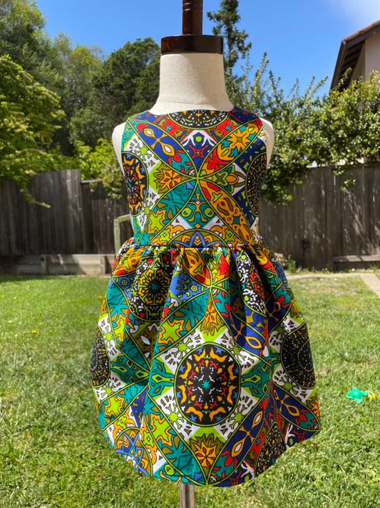Multicolor African print ankara dress for girls