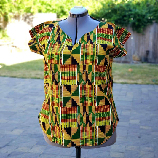 African Print Top for women, Ankara summer top, Plus size African print top, Kente fabric top