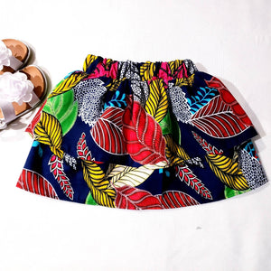 Layered African print skirt for girls