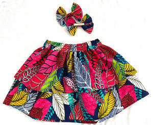 Layered African print skirt for girls